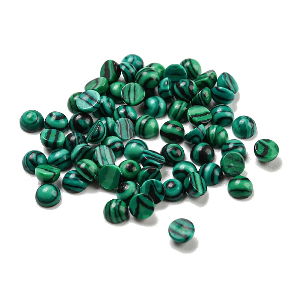 

PandaHall Synthetic Malachite Cabochons, Half Round, 4x2~2.5mm Malachite Half Round