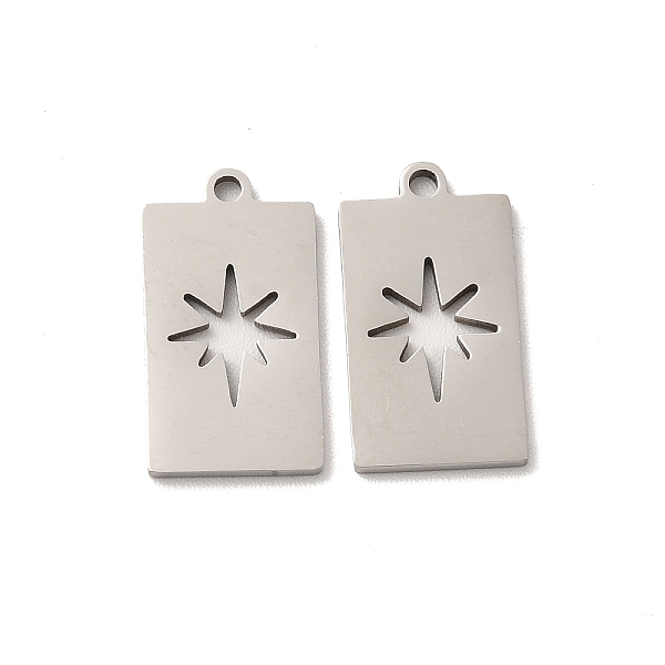 

PandaHall 201 Stainless Steel Pendants, Rectangle with Star Charm, Stainless Steel Color, 16x9x1mm, Hole: 1.2mm 201 Stainless Steel...