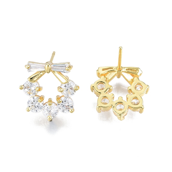 

PandaHall Clear Cubic Zirconia Wreath Stud Earrings, Brass Jewelry for Women, Nickel Free, Real 18K Gold Plated, 13x13mm, Pin: 0.7mm Cubic...