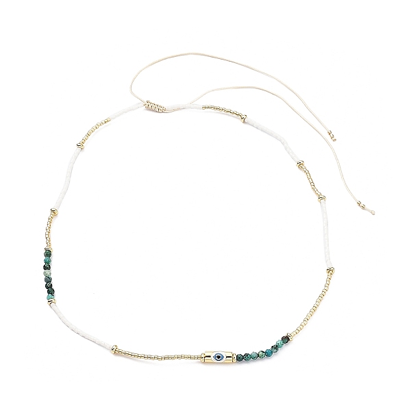 

PandaHall Adjustable Miyuki Seed & Natural African Turquoise & Brass Evil Eye Beaded Necklaces, Teal, 26.46 inch(67.2cm) African Turquoise..., Cyan
