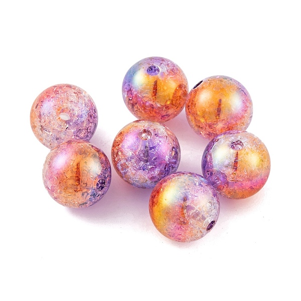 

PandaHall UV Plating Rainbow Iridescent Two Tone Acrylic Beads, Crackle Style, Round, Orange, 15.5mm, Hole: 2.7mm Acrylic Round Orange