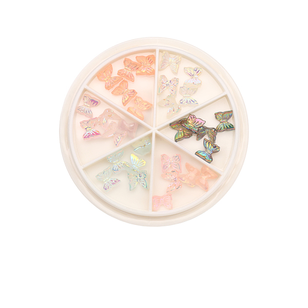 

PandaHall 6 Colors Electroplated 3D Resin Cabochons, Nail Art Decoration Accessories, Butterfly, Mixed Color, 6.5x6.5x3mm, 30pcs/box Resin..., Multicolor