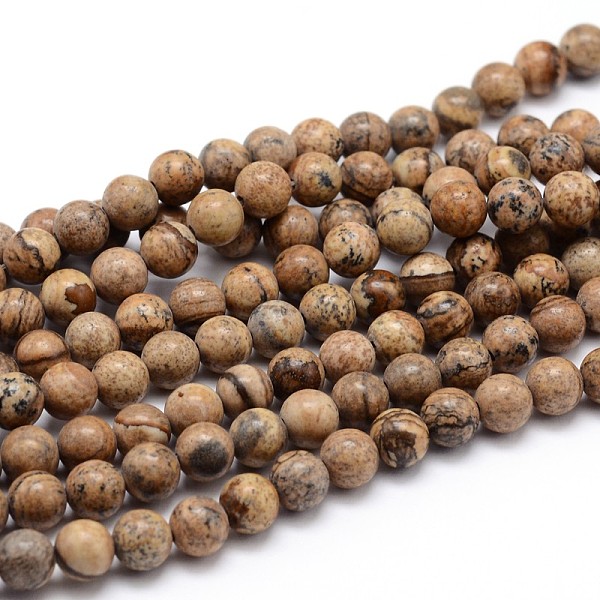 

PandaHall Natural Picture Jasper Round Bead Strands, 8mm, Hole: 1mm, about 45pcs/strand, 16 inch Picture Jasper Round