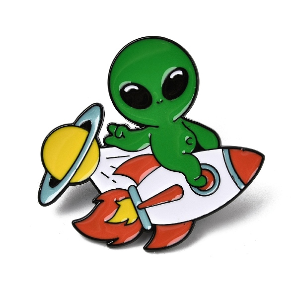 Alien on Rocket Enamel Pins