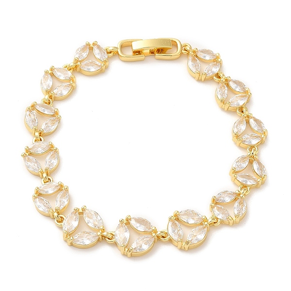 

PandaHall Clear Cubic Zirconia Flat Round Link Chain Bracelet, Brass Bracelet, Lead Free & Cadmium Free, Real 18K Gold Plated, 7-1/8 inch...