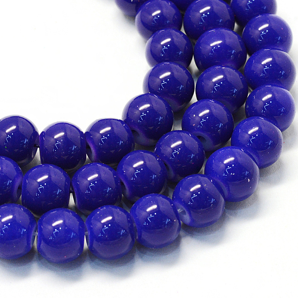 

PandaHall Baking Painted Glass Round Bead Strands, DarkSlate Blue, 8.5~9mm, Hole: 1.5mm, about 105pcs/strand, 31.8 inch Glass Round Blue