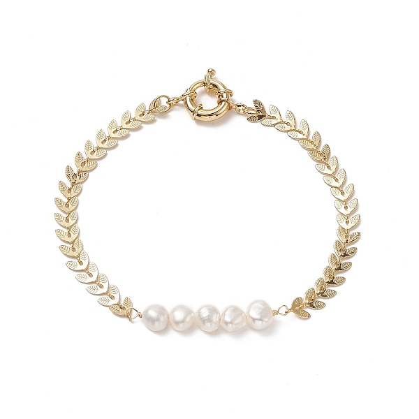 

PandaHall Natural Pearl Beaded Link Anklet with Brass Cob Chains for Women, Real 18K Gold Plated, 9-3/8 inch(23.8cm) Pearl