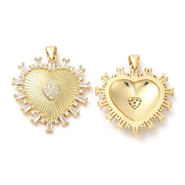 

PandaHall Rack Plating Brass Pendants, with Cubic Zirconia, Heart, Real 16K Gold Plated, 27.5x26x5mm, Hole: 4x3.5mm Brass+Cubic Zirconia..., Clear