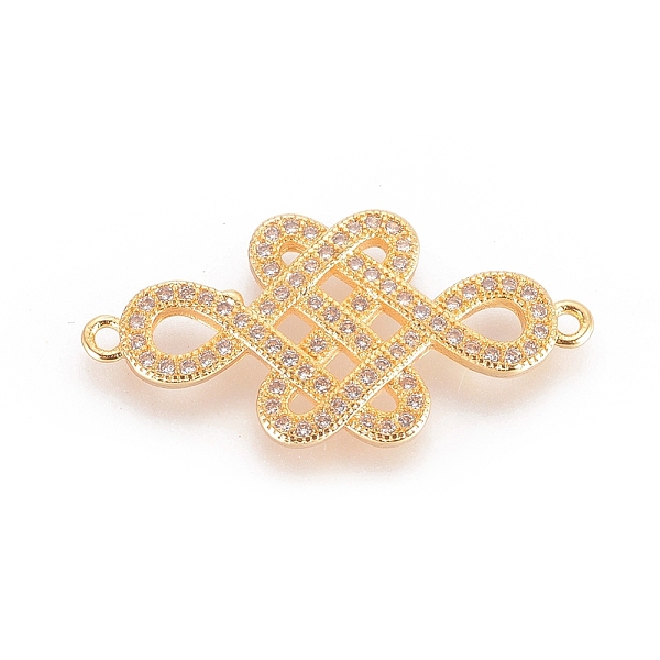 

PandaHall Brass Micro Pave Cubic Zirconia Links, Clear, Long-Lasting Plated, Real 18K Gold Plated, Chinese Knot, 14.5x29x2mm, Hole: 1.5mm...