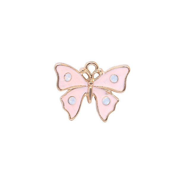 

PandaHall Zinc Alloy Enamel Butterfly Jewelry Pendant, with Crystal AB Resin Rhinestone, Light Gold, Pink, 12x16mm, Hole: 3mm Alloy+Enamel...
