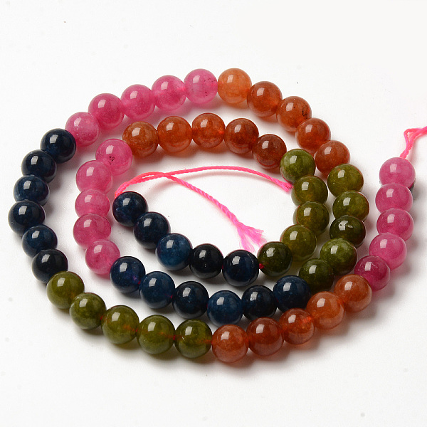 

PandaHall Round Dyed Natural Quartz Beads Strands, Segmented Multi-color Beads, Mixed Color, 6.5mm, Hole: 1mm, about 60pcs/strand, 15.08..., Multicolor