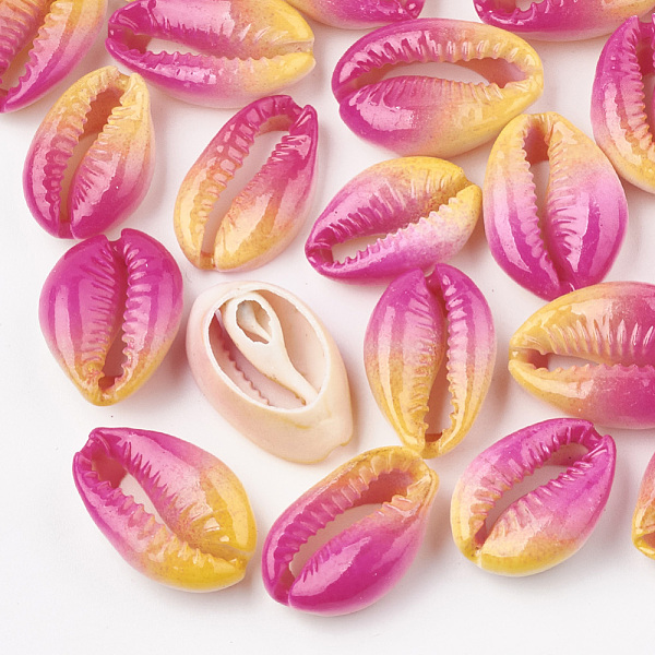 

PandaHall Spray Painted Natural Cowrie Shell Beads, Two Tone, No Hole/Undrilled, Deep Pink, 20~30x13~21x5~10mm Cowrie Shell Shell Shape Pink