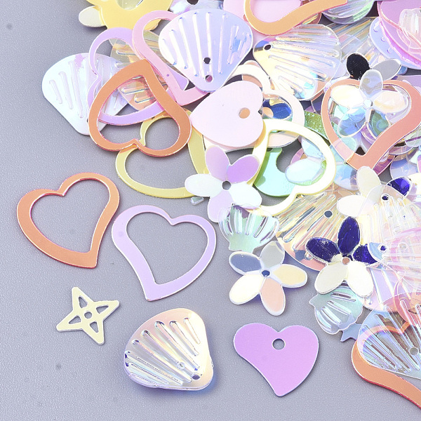 

PandaHall Ornament Accessories, PVC Plastic Paillette/Sequins Beads, Mixed Shapes with Heart, Mixed Color, 3~13x3~13x0.4~1.5mm, Hole..., Multicolor