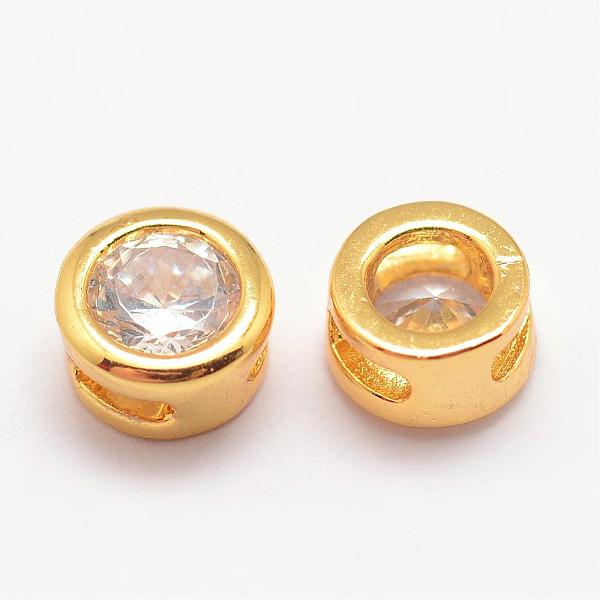 

PandaHall Brass Micro Pave Cubic Zirconia Beads, Flat Round, Lead Free & Nickel Free & Cadmium Free, Clear, Real 18K Gold Plated, 5.5x4mm...