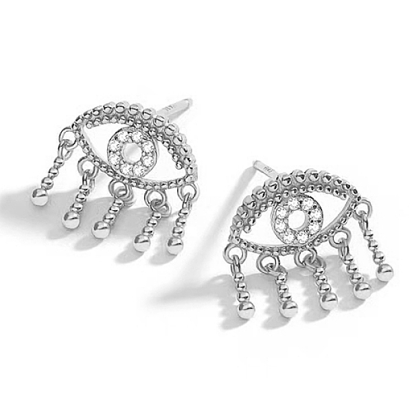 

PandaHall Rhodium Plated 925 Sterling Silver Micro Pave Cubic Zirconia Stud Earrings, Horse Eye, with 925 Stamp, Platinum, 13x12mm Cubic..., Clear