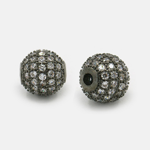 

PandaHall Brass Cubic Zirconia Beads, Round, Gunmetal, 6mm, Hole: 1.5mm Brass+Cubic Zirconia Round