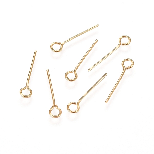 

PandaHall 304 Stainless Steel Eye Pins, Golden, 15x0.6mm, Hole: 2mm 304 Stainless Steel