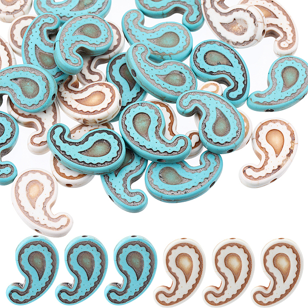 

PandaHall SUNNYCLUE 80Pcs 2 Colors Dyed Synthetic Turquoise Beads, Tadpole, Mixed Color, 21x12.5x4mm, Hole: 1.5mm, 40pcs/color Synthetic..., Multicolor