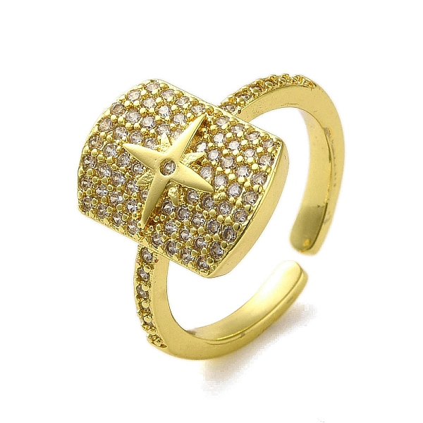 

PandaHall Brass with Cubic Zirconia Rings, Real 18K Gold Plated, Rectangle, Inner Diameter: 17mm Brass+Cubic Zirconia Rectangle