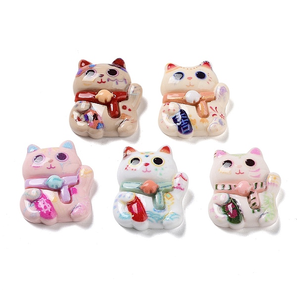 

PandaHall Opaque Resin Cabochons, Maneki Neko/Beckoning Cat, Mixed Color, 25.5x21x7.5mm Resin Cat Shape Multicolor