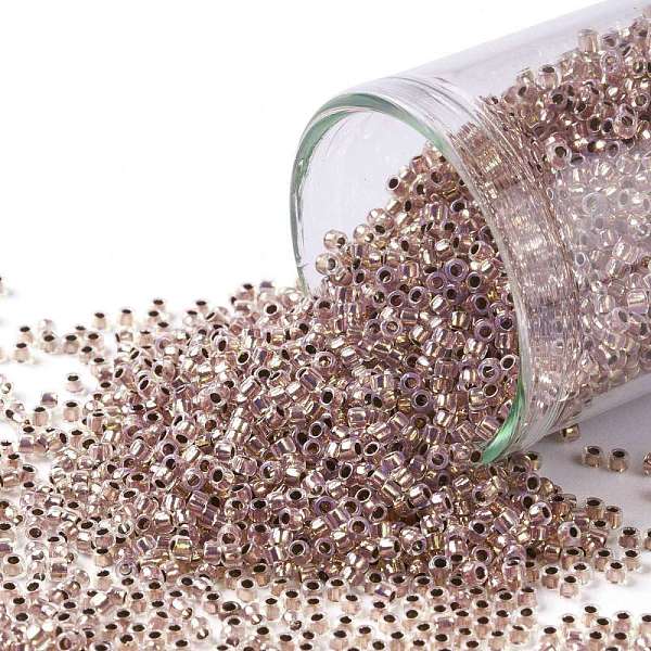 

PandaHall TOHO Round Seed Beads, Japanese Seed Beads, (741) Copper Lined Alabaster, 15/0, 1.5mm, Hole: 0.7mm, about 3000pcs/10g Glass Purple