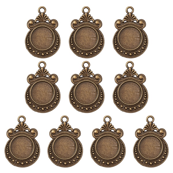 

PandaHall Tibetan Style Zine Alloy Pendant Cabochon Settings, Flat Round, Antique Bronze, Tray: 12mm, 28x19x2mm, Hole: 2mm Alloy Flat Round
