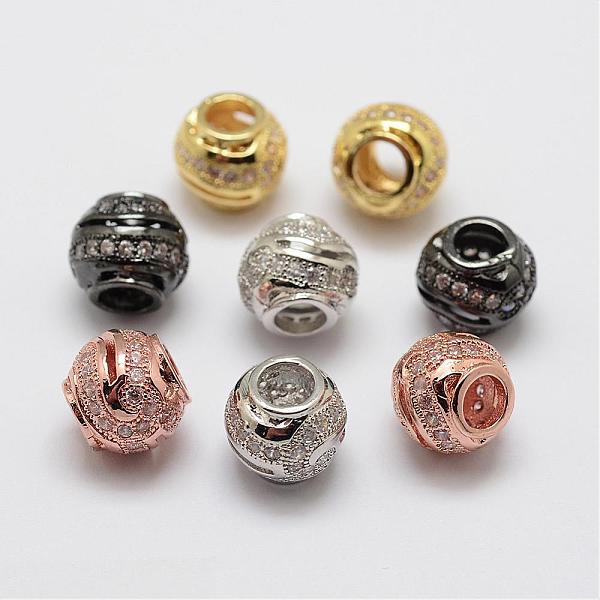 

PandaHall Brass Micro Pave Cubic Zirconia European Beads, Rondelle, Lead Free & Nickel Free, Mixed Color, 10x9mm, Hole: 4.5mm Brass+Cubic...