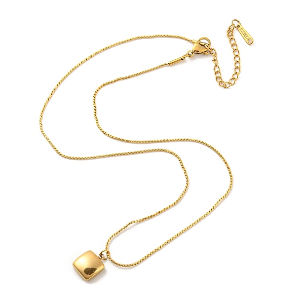 

PandaHall Synthetic Shell Square Pendant Necklace, Ion Plating(IP) 304 Stainless Steel Jewelry for Women, Golden, 15.94 inch(40.5cm) Shell