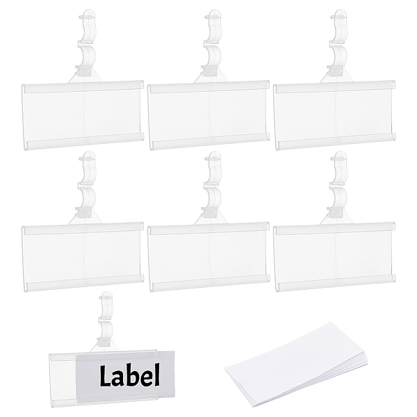 PandaHall Rectangle Reusable Plastic Shelf Label Holders, Store Signs Holders with Hanger Clips, for Retail Shopping Mall Store, Supermarket...