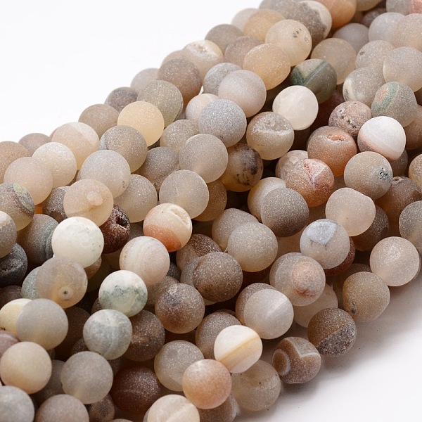 

PandaHall Dyed Frosted Natural Druzy Geode Agate Round Beads Strands, 10mm, Hole: 1mm, about 38pcs/strand, 14.5 inch Natural Agate Round