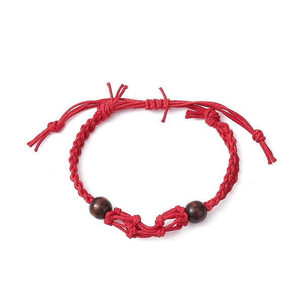 

PandaHall Adjustable Braided Waxed Cotton Macrame Pouch Bracelet Making, Interchangeable Empty Stone Holder, with Wood Bead, Crimson, 1/4..., Pink