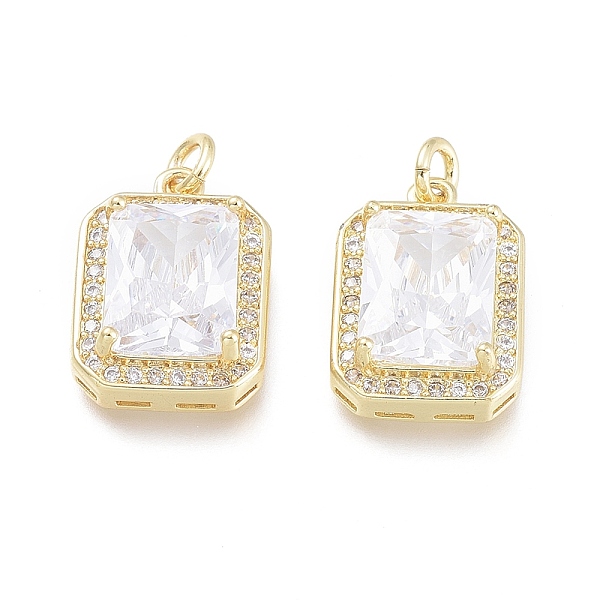 

PandaHall Brass Micro Pave Cubic Zirconia Charms, with Jump Rings, Rectangle, Clear, Real 18K Gold Plated, 14.5x10x4.8mm, Hole: 1.6mm...