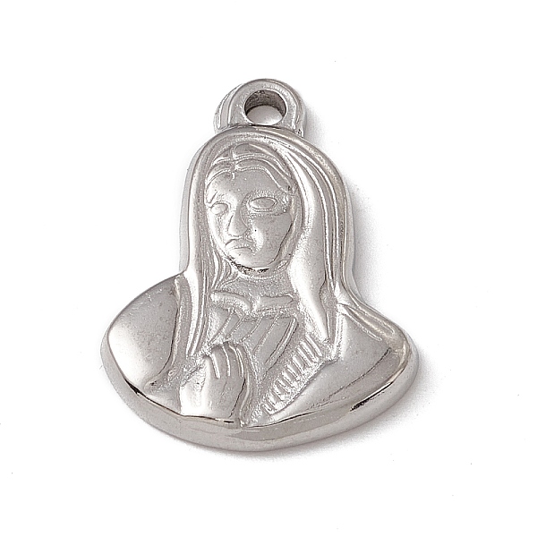 

PandaHall 304 Stainless Steel Pendants, Virgin Mary Charm, Stainless Steel Color, 22x16.5x2.5mm, Hole: 2mm 304 Stainless Steel Human