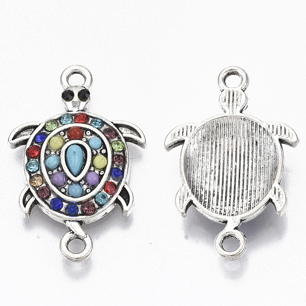 

PandaHall Alloy Links, with Colorful Resin and Rhinestone, Sea Turtle, Antique Silver, 25.5x16.5x4mm, Hole: 1.8mm Alloy+Resin Tortoise..., Multicolor