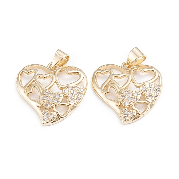 

PandaHall Brass Micro Pave Cubic Zirconia Pendants, Long-Lasting Plated, Hearts inside Heart, Clear, Real 18K Gold Plated, 19.5x19.5x3.5mm...