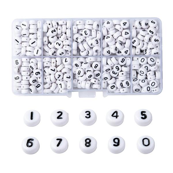 

PandaHall Acrylic Beads , Flat Round with Number 0~9, Black & White, White, 7x4mm, Hole: 1.3mm, 10 numbers, about 72pcs/number, 720pcs/box...