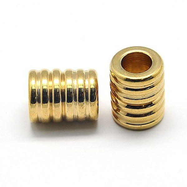 

PandaHall 304 Stainless Steel Beads, Grooved Beads, Ion Plating (IP), Column, Golden, 11x14mm, Hole: 6mm 304 Stainless Steel Column