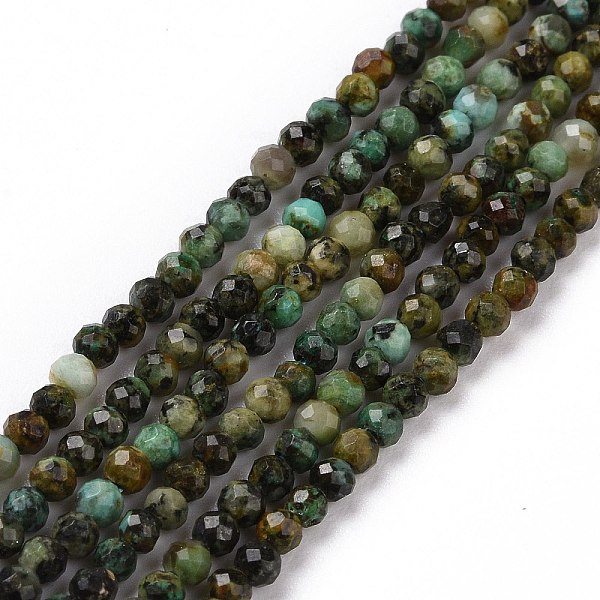 

PandaHall Natural African Turquoise(Jasper) Beads Strands, Faceted, Round, 2mm, Hole: 0.5mm, about 192pcs/strand, 6.10''(15.5cm) African...