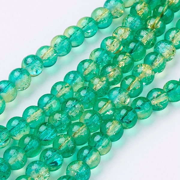 

PandaHall Crackle Glass Beads Strands, Round, Medium Turquoise, 6mm, Hole: 1.3~1.6mm, about 133pcs/strand, 31.4 inch Glass Round Cyan