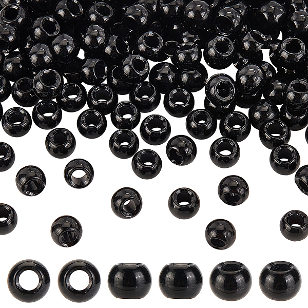 

PandaHall OLYCRAFT 200pcs 8x6mm Black Glass Beads with 3.5mm Large Hole Rondelle Round Glass Beads Black Loose Beads Black Crystal Spacer...