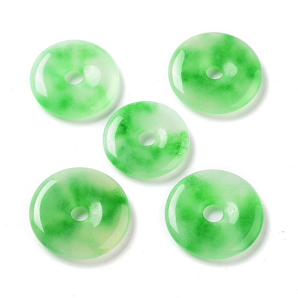 

PandaHall Dyed Natural White Jade Pendants, Donut Charms, Lime Green, 21~24x3.5~4mm, Hole: 4~5mm White Jade Donut