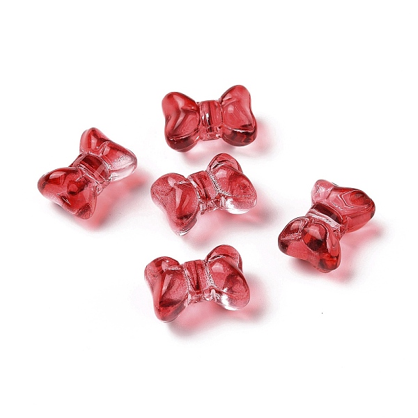 

PandaHall Transparent Spray Painted Glass Beads, Bowknot, FireBrick, 10x14x8mm, Hole: 1mm Glass Bowknot Red
