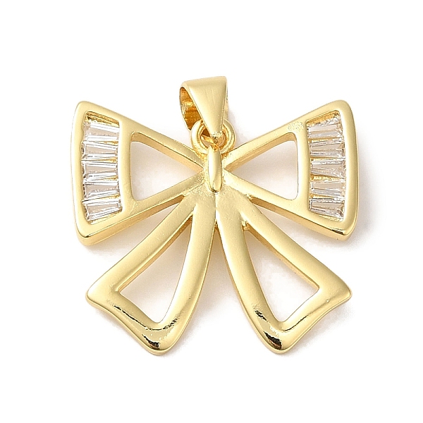 

PandaHall Rack Plating Brass Micro Pave Cubic Zirconia Pendants, Long-Lasting Plated, Lead Free & Cadmium Free, Bowknot, Real 18K Gold..., Clear