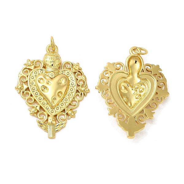 

PandaHall Rack Plating Brass Pendants, with Jump Ring, Lead Free & Cadmium Free, Long-Lasting Plated, Heart Charms, Real 18K Gold Plated...
