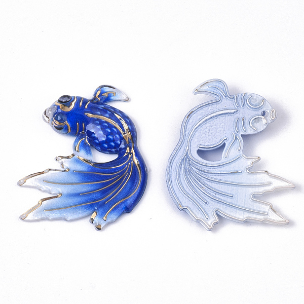 

PandaHall UV Printing Acrylic Pendants, with Spray Paint Bottom, Goldfish, Blue, 30x25x4mm, Hole: 1mm Acrylic Fish Blue