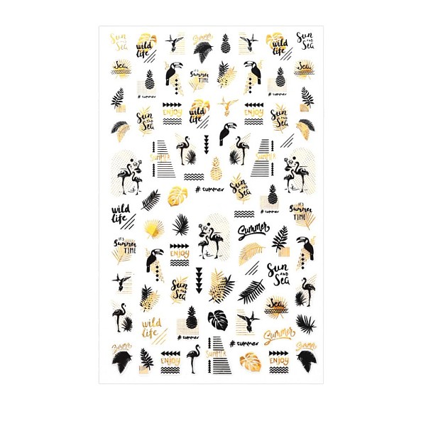 

PandaHall Shining Watermark Slider Art Stickers, 3D Hot Stamping Nail Decals, Self Adhesive, for Manicure Decorations, Leaf Pattern..., Black