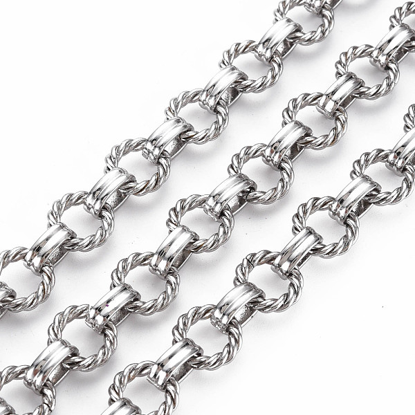 

PandaHall Brass & Iron Twist Rope Ring and Oval Link Chains, with Spool, Unwelded, Real Platinum Plated, 12x2.5mm, 10.5x7x3.5mm, about 32.81...