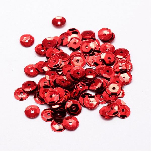 

PandaHall Plastic Paillette Beads, Semi-cupped Sequins Beads, Center Hole, FireBrick, 8x0.5mm, Hole: 1mm Plastic Disc Red
