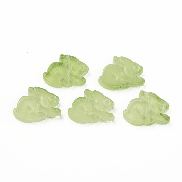

PandaHall Two Tone Transparent Spray Painted Glass Beads, Rabbit, Light Green, 14.5x19x3.5mm, Hole: 1mm Glass Rabbit