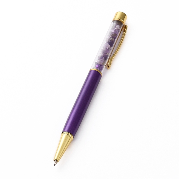 

PandaHall Ballpoint Pens, with Natural Amethyst Chip Beads, 14.1x1.3x0.95cm Amethyst Purple